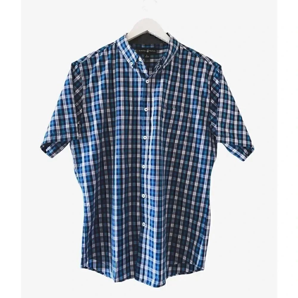 Beverly Hills Polo Club Plaid Button Down Men’s Shirt, L